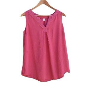 Old Navy Maternity Top Sleeveless Split Collar Loose‎ Fit Flowy Coral Sz M